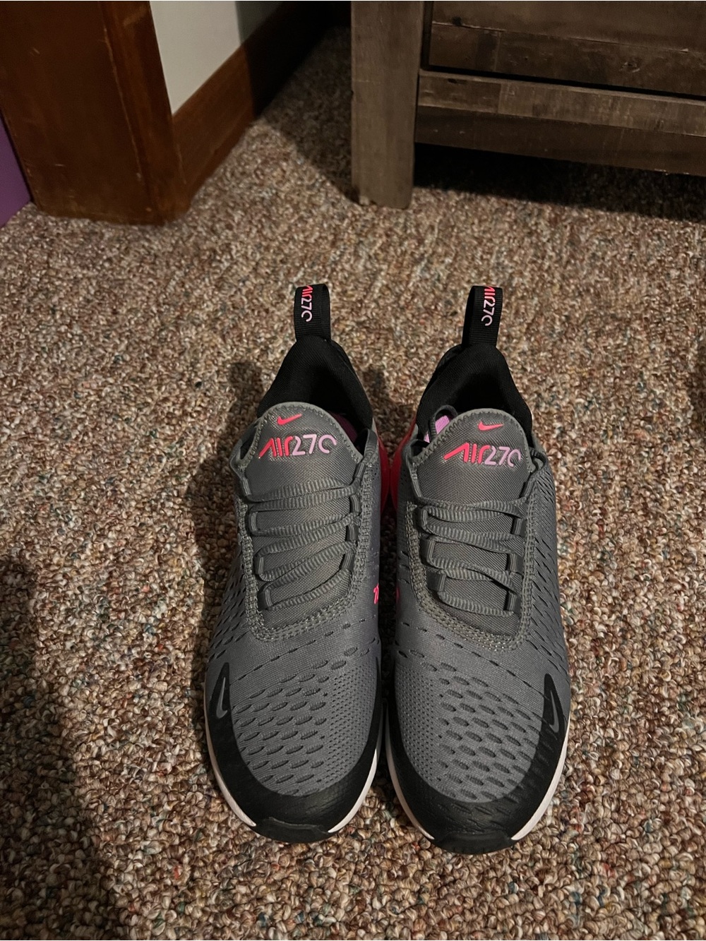 Nike Gray and Pink Air270 Slip-On Running Shoes